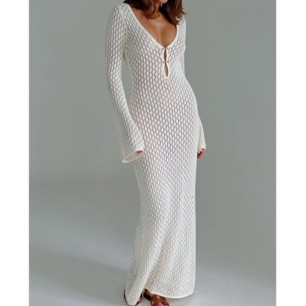 Commense White Knit Swim Coverup